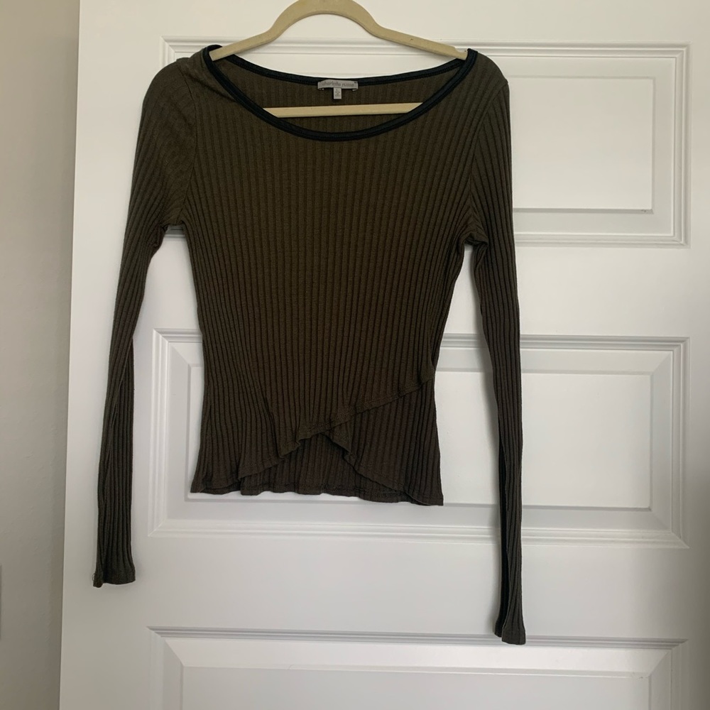 Olive Green Ribbed Fitted Shirt